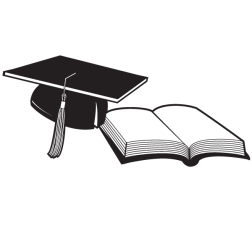 Graduation cap and books