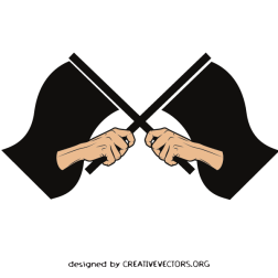 Waving black flags