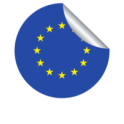 A peeling sticker with the flag of EU