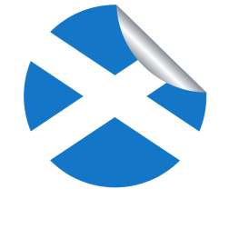 A peeling sticker with the Scottish flag