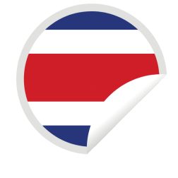 A peeling sticker with the flag of Costa Rica