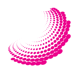 Pink halftone semi-circle shape
