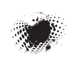 Black paint splatter halftone