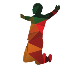 Happy man color silhouette