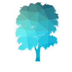 Tree silhouette with polygonal pattern