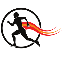 Runner silhouette with a flame trail