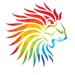 Lion head silhouette low poly pattern