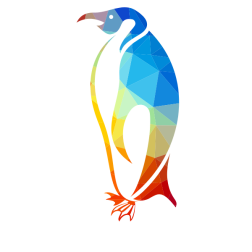 Penguin silhouette low poly pattern