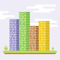 Skyscrapers in various colors
