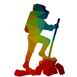 Hiker low poly silhouette