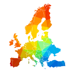 Map of Europe with colored pattern