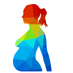 Pregnant woman low poly silhouette