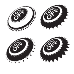 Four stickers black and white color