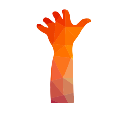 Hand reached out silhouette