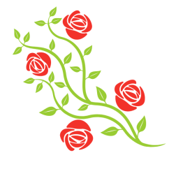 Branch with red roses