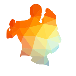 Couple dancing low poly silhouette