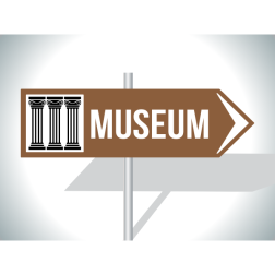 Museum direction street sign