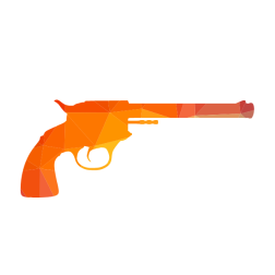 Revolver gun silhouette low poly