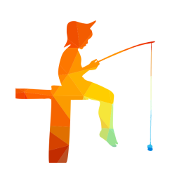Boy fishing low poly silhouette