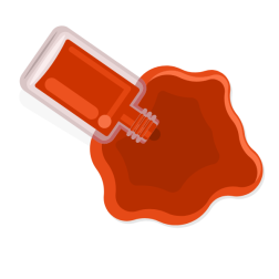 Red nail polish spilled
