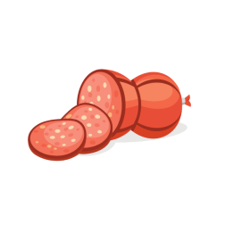 Slices of sausage