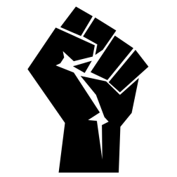 Raised fist - black with white outlines