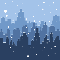 City skyline in winter