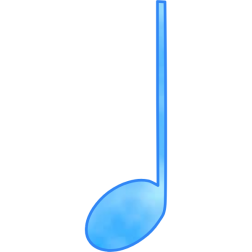 A quarter note in blue color