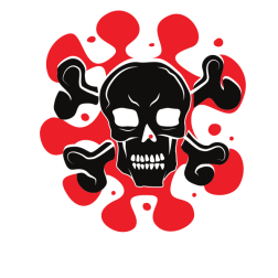 Blood stain and a skull