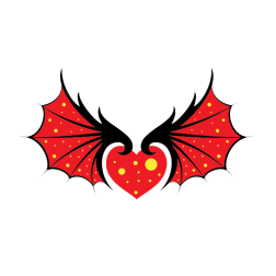 Red wings with a heart