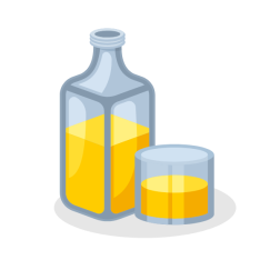Liquid in bottle and glass