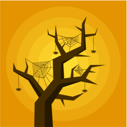 Dry tree with spider nets