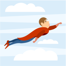 Boy superhero in the sky