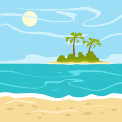 Tropical island in the distance