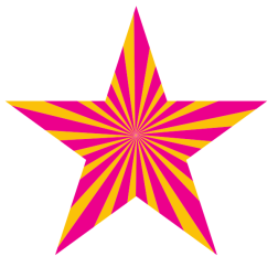 Star-shaped red yellow sunbeams