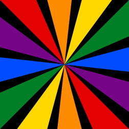 Rainbow starburst on black
