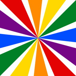 Starburst rainbow stripes on white