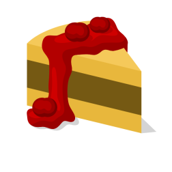 Piece of cake with red topping