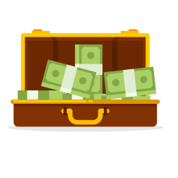 Suitcase with cash money