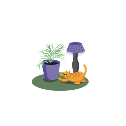 Кот и цветок