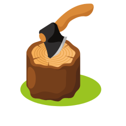 Ax stuck in a wood log