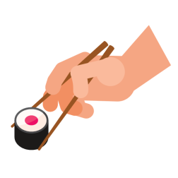 Eating sushi