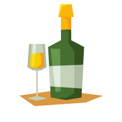 Champagne bottle and a glass