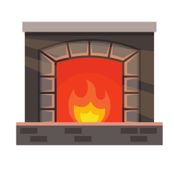 Fireplace burning