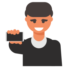 Guy showing his smartphone