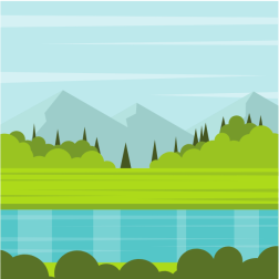 Mountains and river