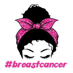Messy Bun Breast Cancer Svg