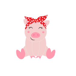 Cartoon Pink Pig Happy, Laser Cut Svg Files