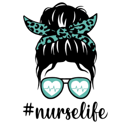 Nurse Life Girl With Messy Bun And Glasses Svg