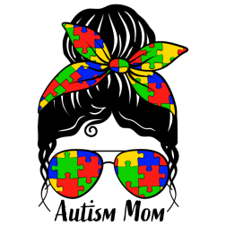 Autism Mom Messy Bun Svg